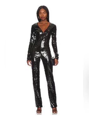 Good American Black Sequin Jumpsuit size 2